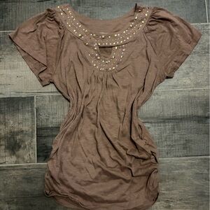 Early 2000s Zena Brown Embellished Blouse